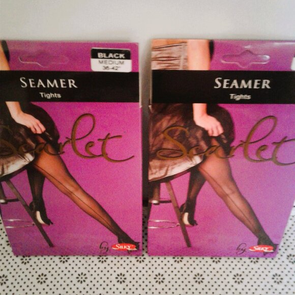 Silky Scarlet Seamer Back Seam Lycra Tights Black 2 Pairs - $18. Size M - Picture 2 of 5